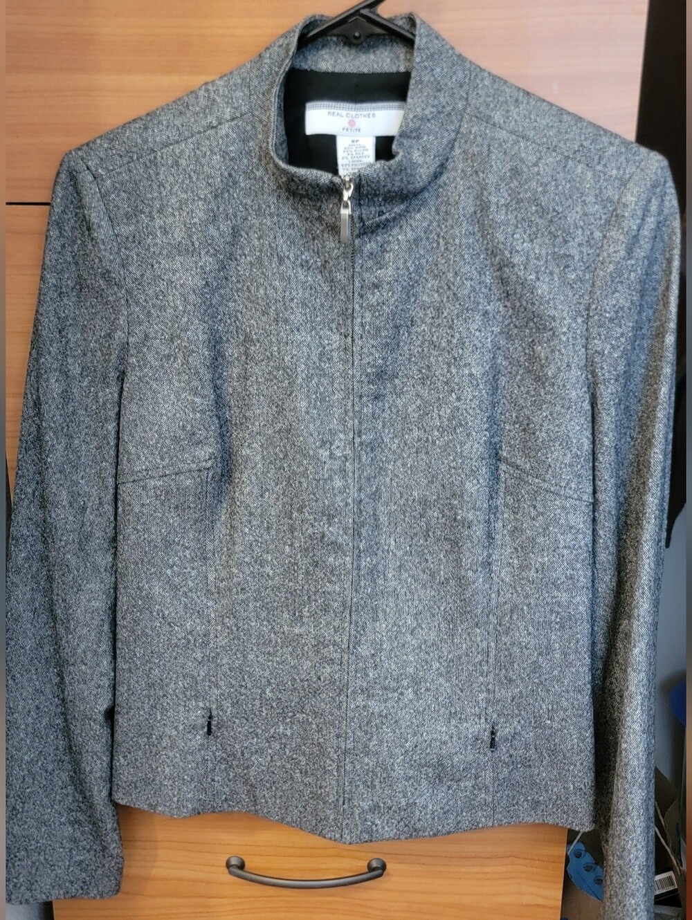 Real Clothes Grey Tweed Zip-Front Jacket 8P